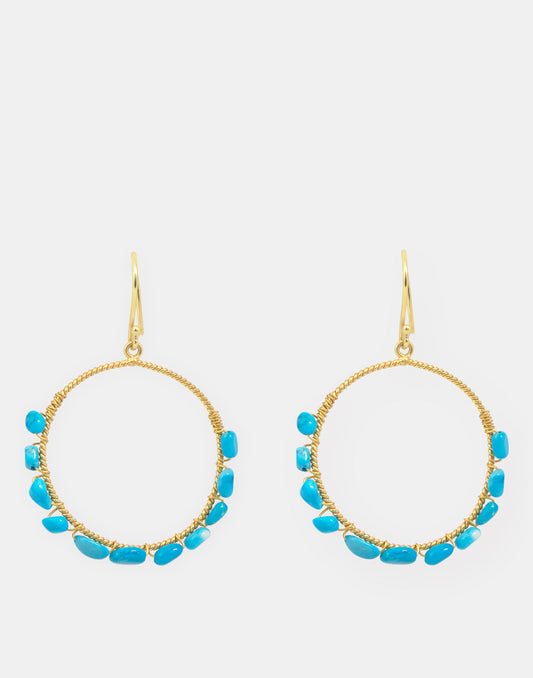 Pendiente aro turquesas