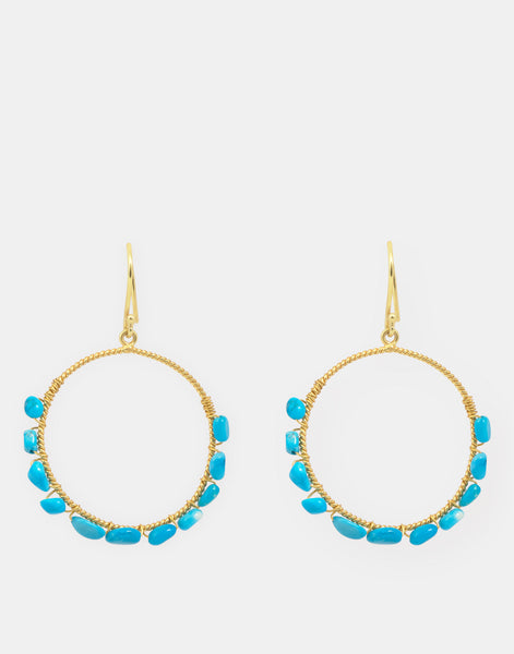 Pendiente aro turquesas