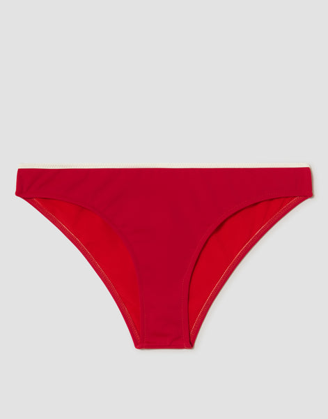 Slip bikini rosso con bordi a contrasto