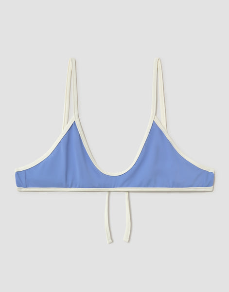 Sujetador bikini azul ribete