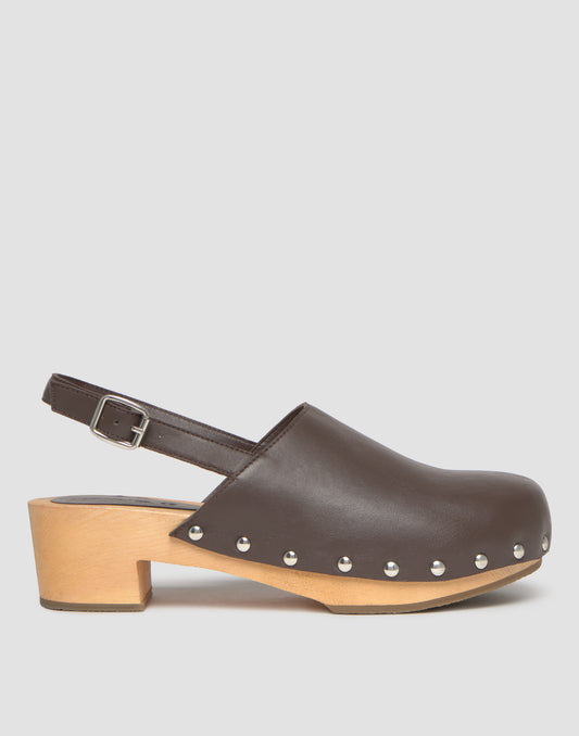 Sabot en cuir semelle bois