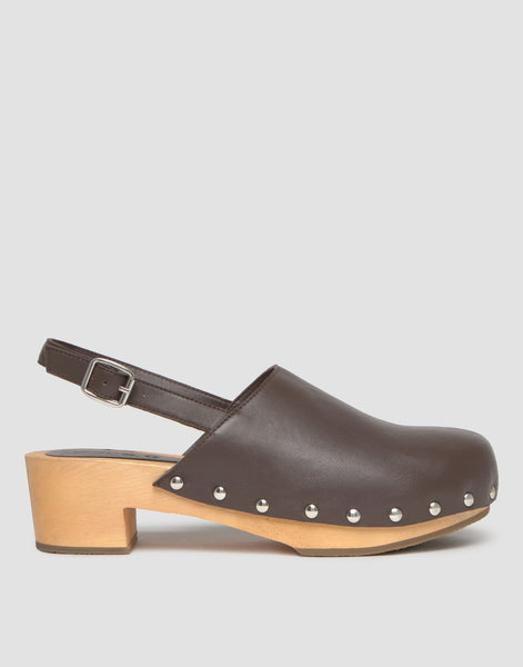 Lederclog mit Holzsohle