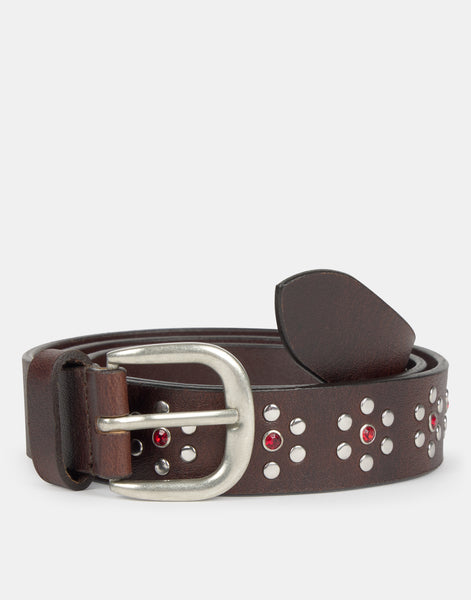 Nappaleder-Gürtel mit Nieten