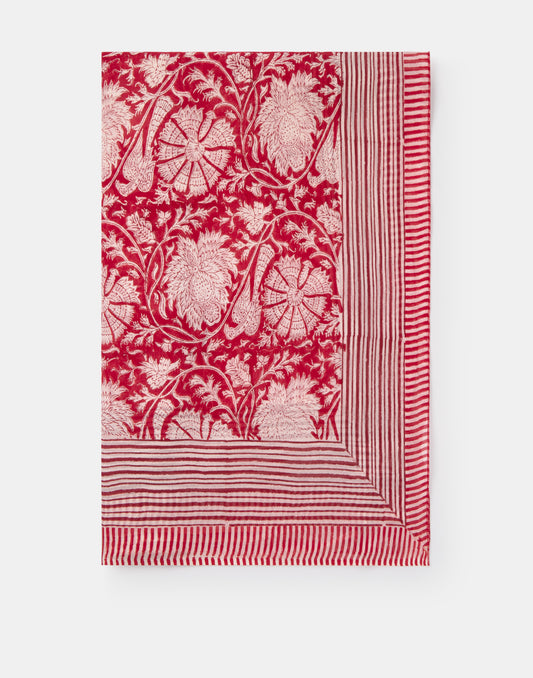 Foulard imprimé fleur géante et rayures