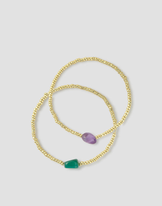 Pack 2 pulseras piedra color