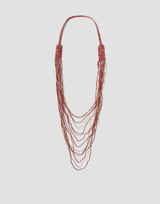 Collana multipla beads con nastro