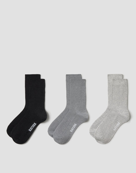 Set de 3 mitjons de canalé de cotó