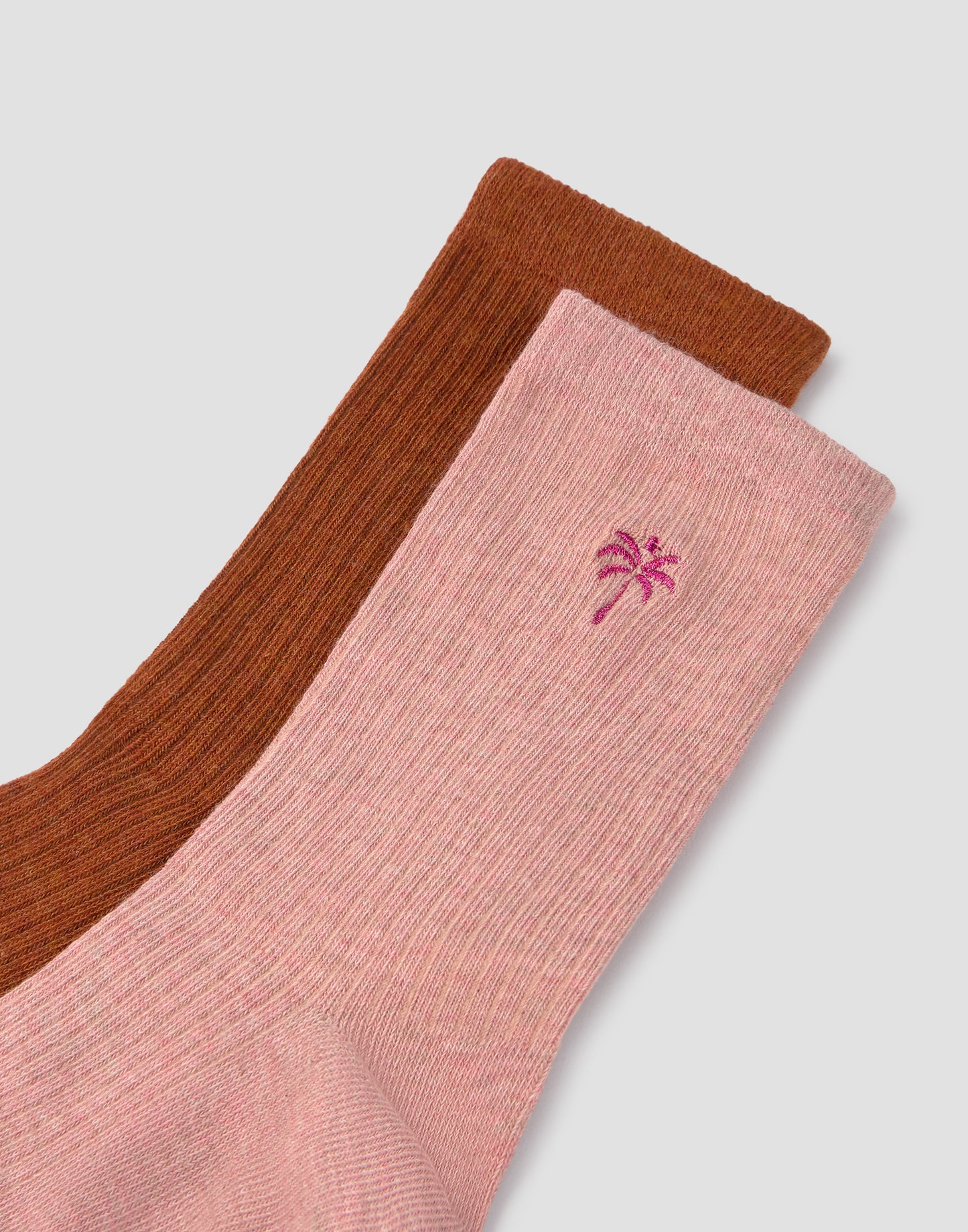 Set de 2 mitjons de canalé amb palmera brodada