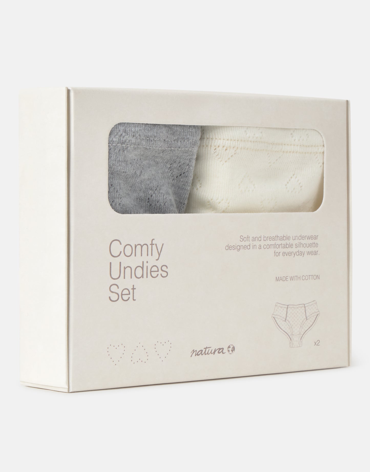 Lot de 2 culottes pointelle cœur