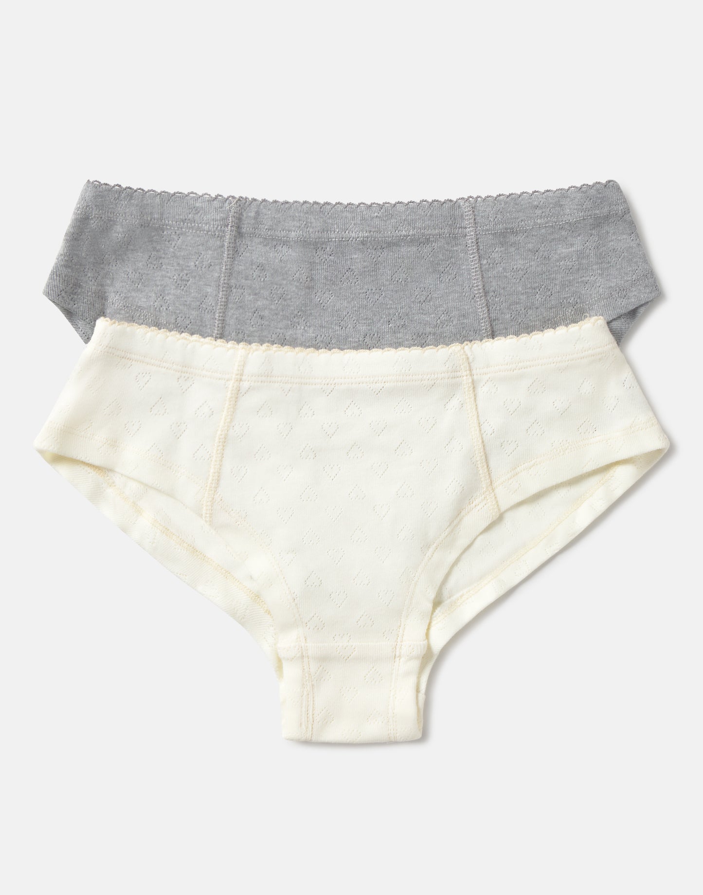 Lot de 2 culottes pointelle cœur