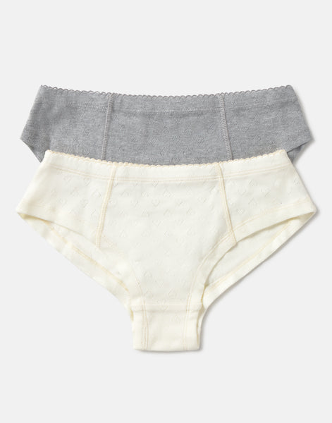Lot de 2 culottes pointelle cœur