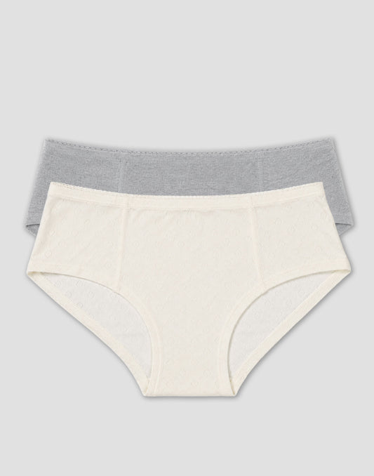 Pack of 2 pointelle heart briefs