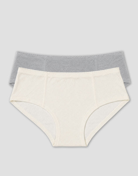 Pack of 2 pointelle heart briefs