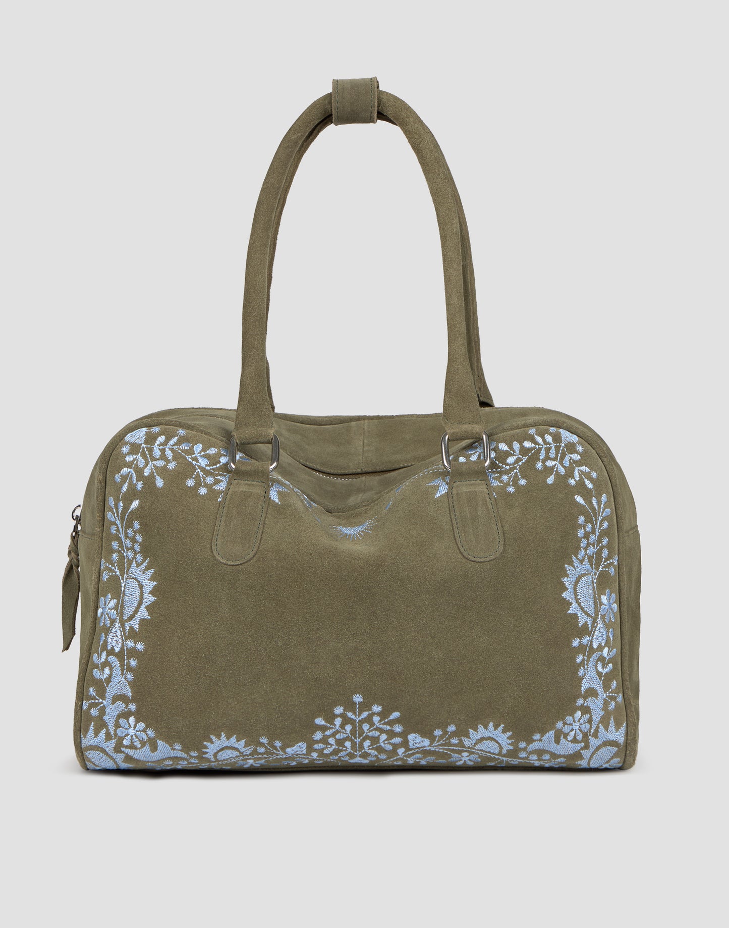 Bolso piel bowling bordados