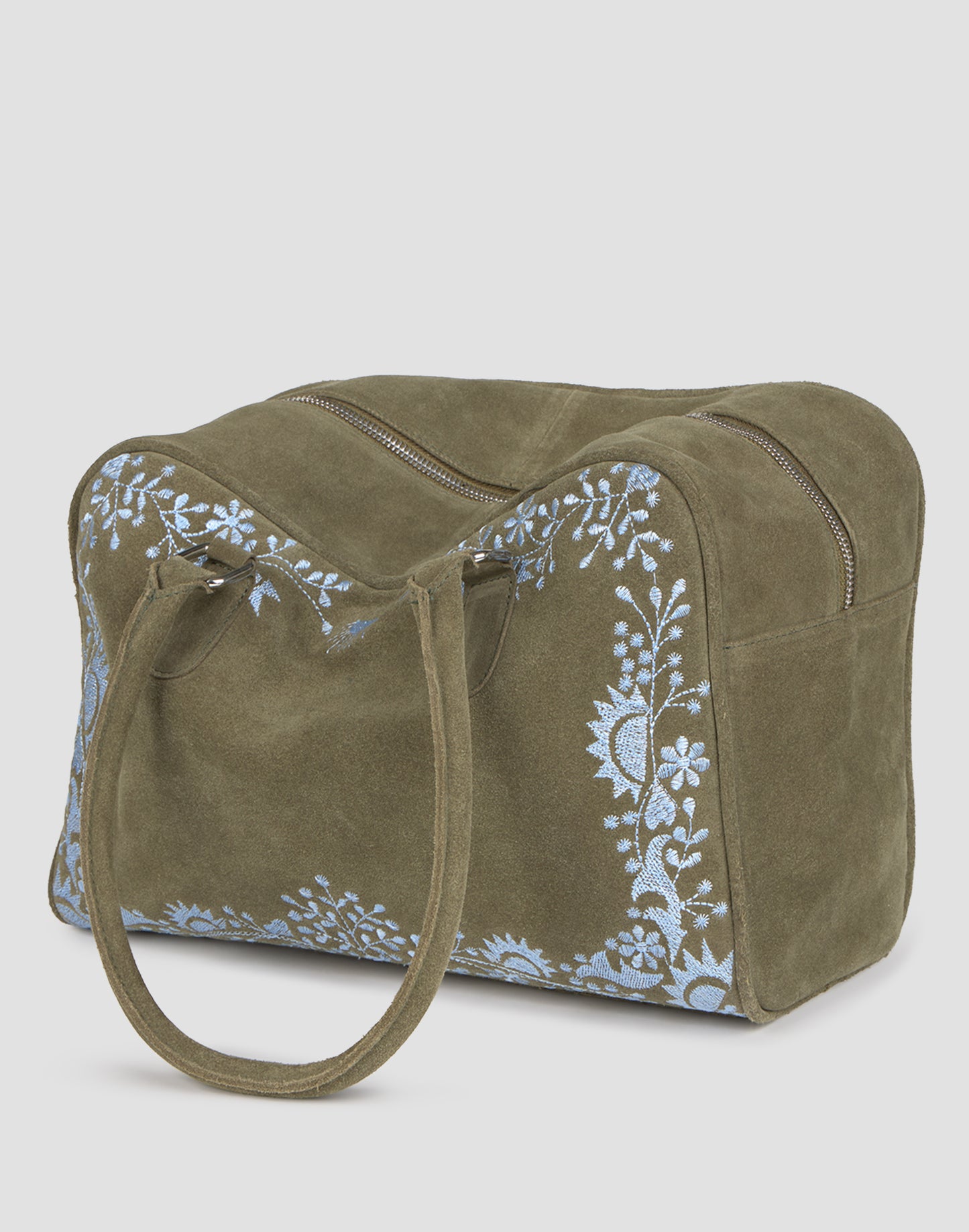 Bolso piel bowling bordados