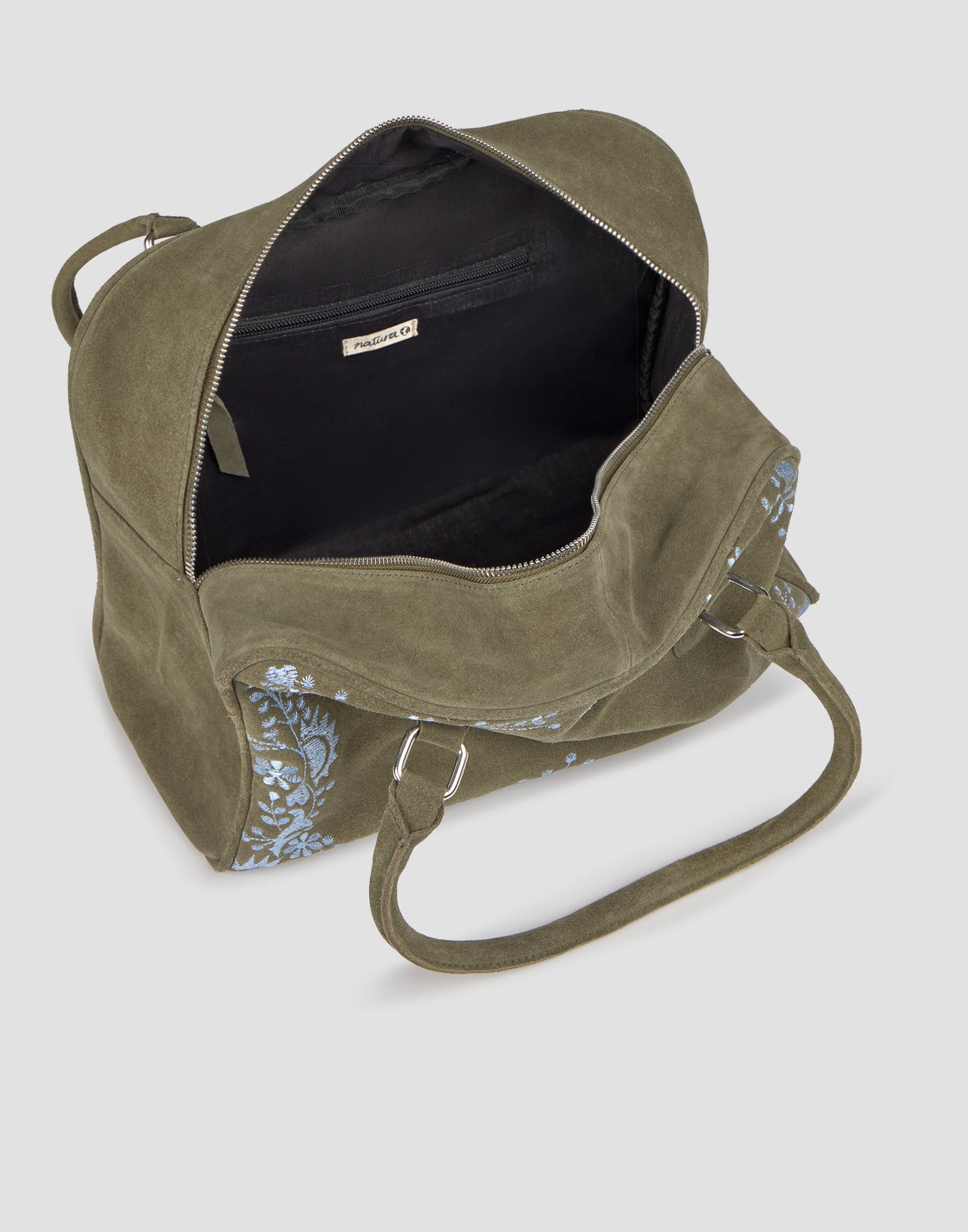 Bolso piel bowling bordados