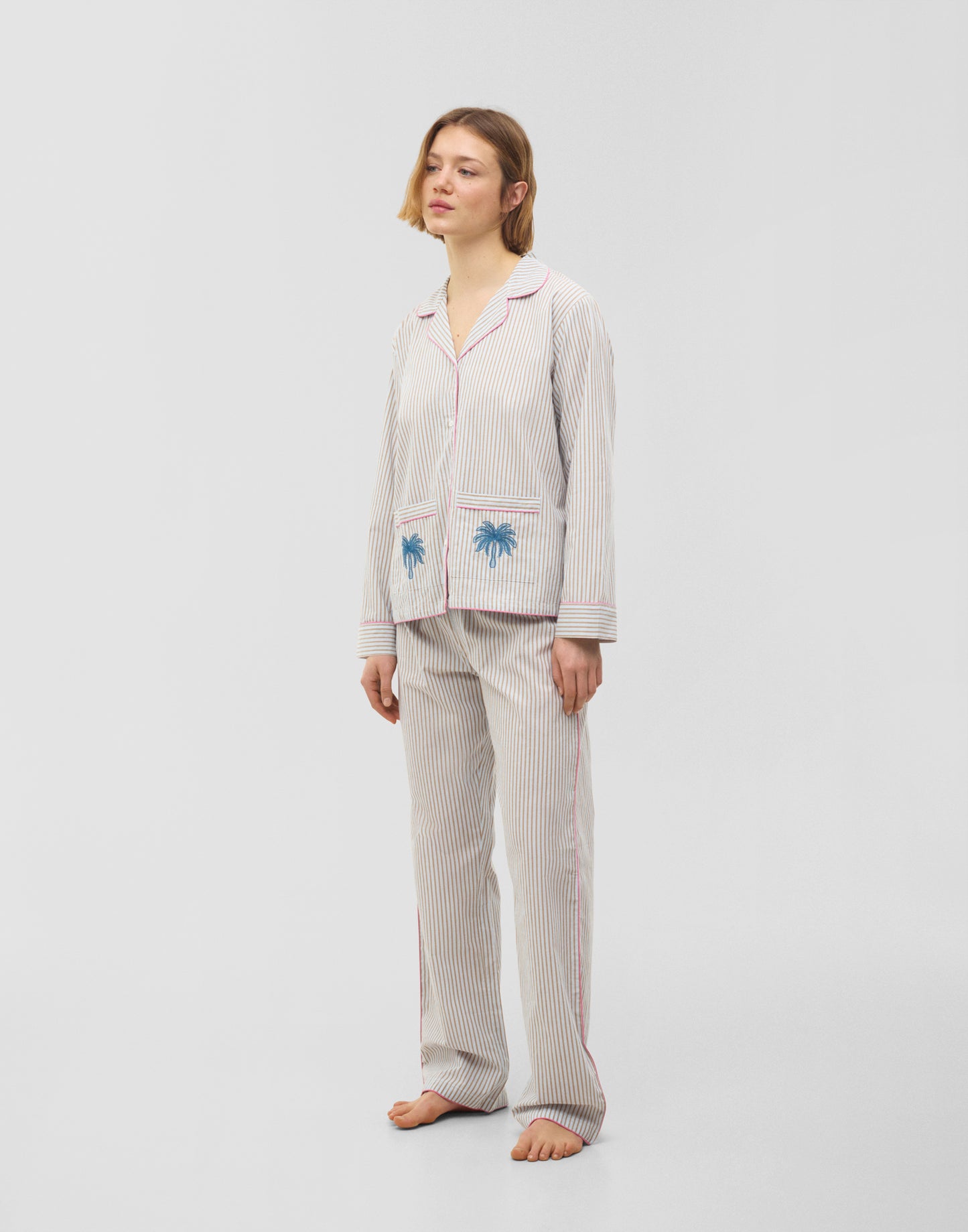 Jaya Palm Embroidered Pyjamas