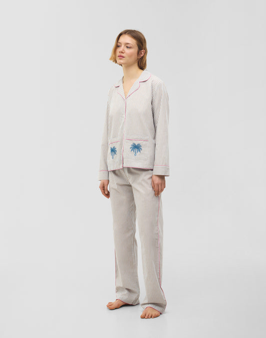 Jaya Palm Embroidered Pyjamas