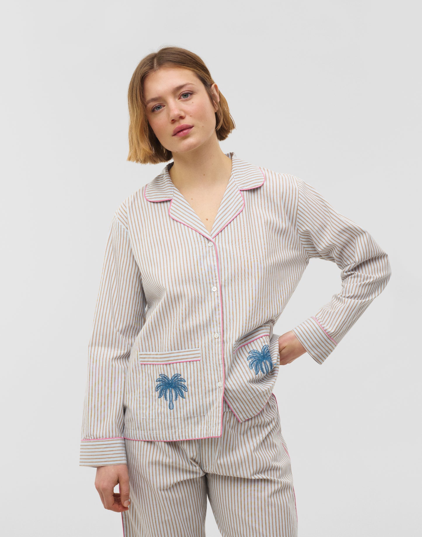 Jaya Palm Embroidered Pyjamas