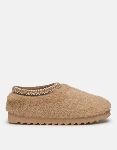 Low-Cut Faux Fur Boots with Braided Trim