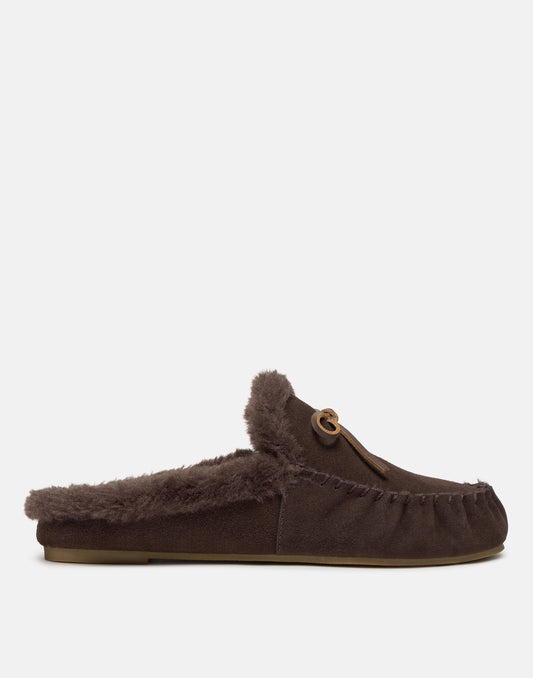 Suede Backless Loafers