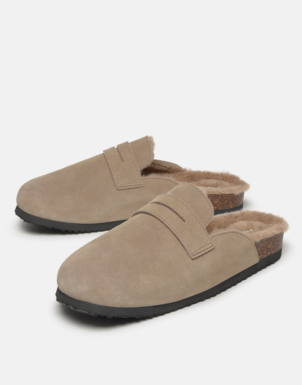 Clog with mask detail and furry interior