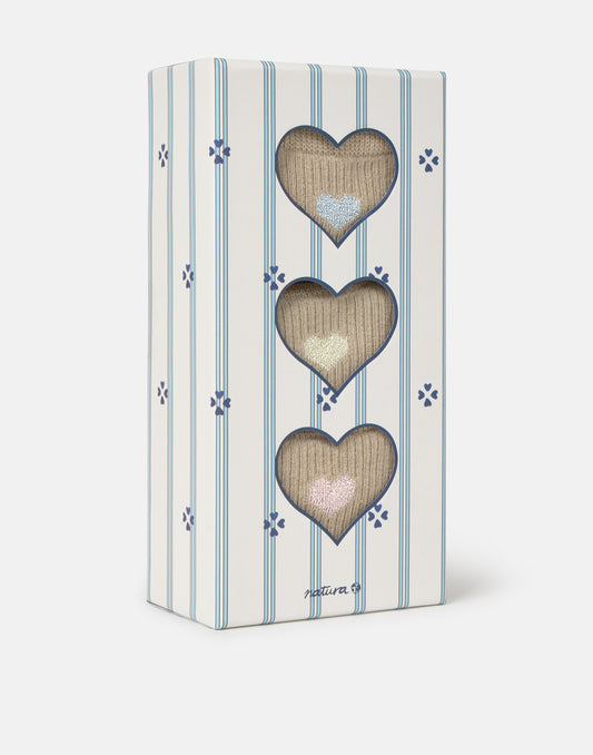 Set 3 calcetines corazón lurex