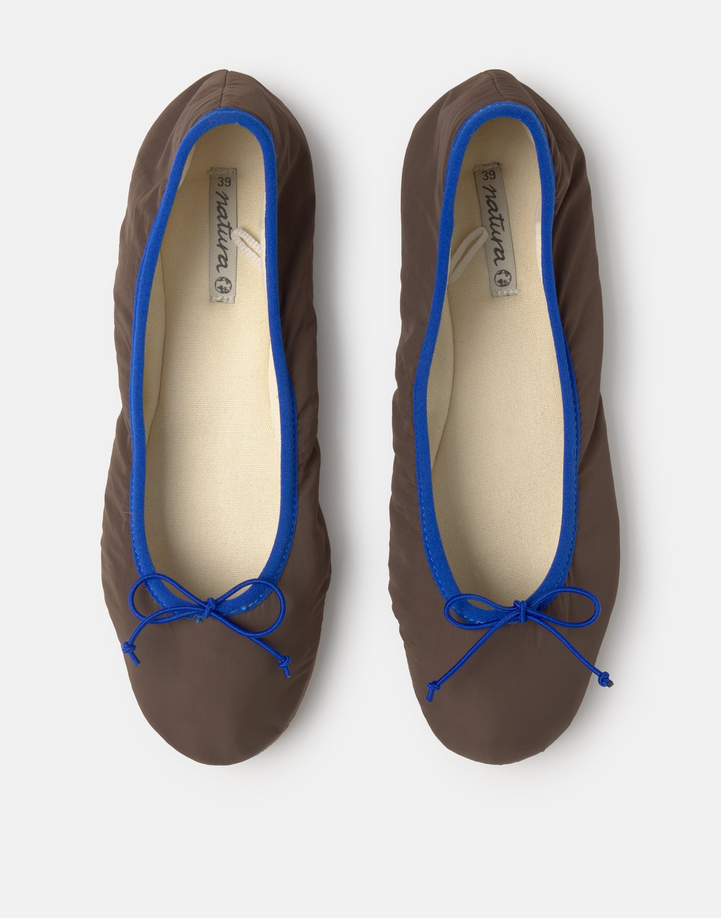 Ballerine in nylon con bordino a contrasto