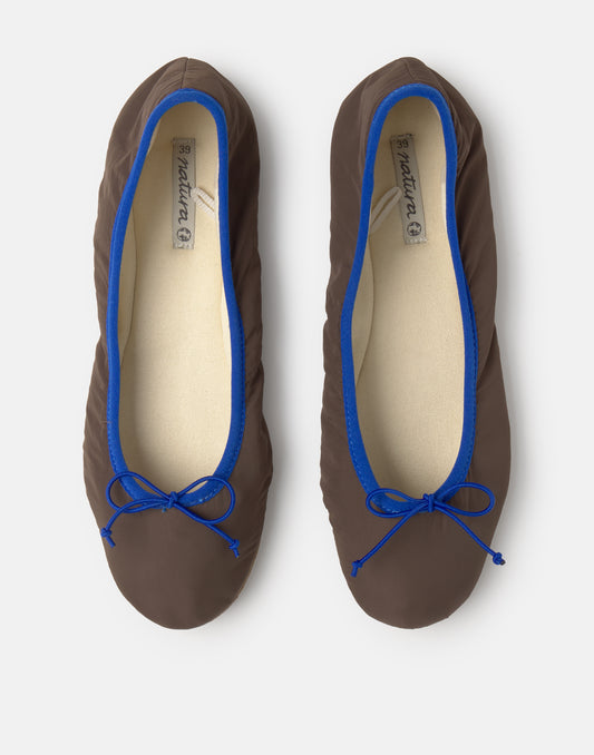 Ballerine in nylon con bordino a contrasto
