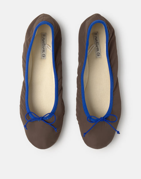 Ballerine in nylon con bordino a contrasto