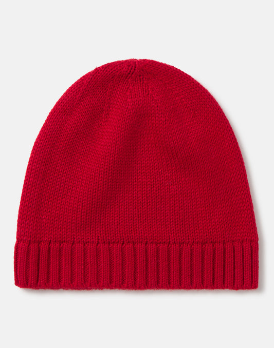 Rote Strickmütze