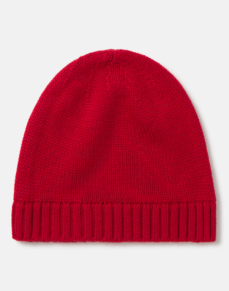 Rote Strickmütze