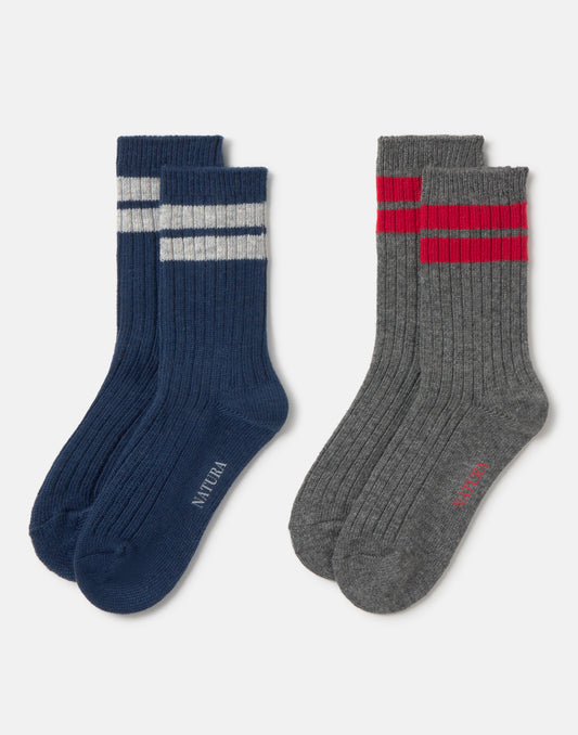 Set 2 calcetines raya hombre