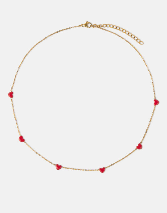 Collar corazones enamel