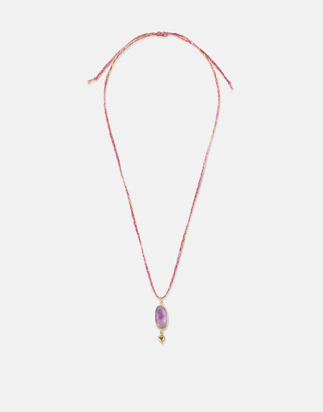 Halskette mit Amethyst und Kordel