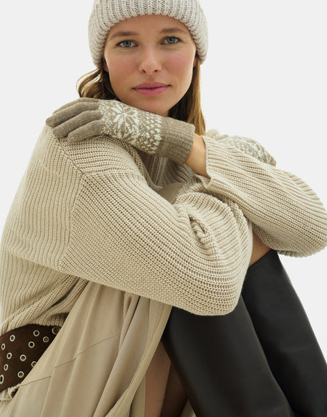 Taupe jacquard glove