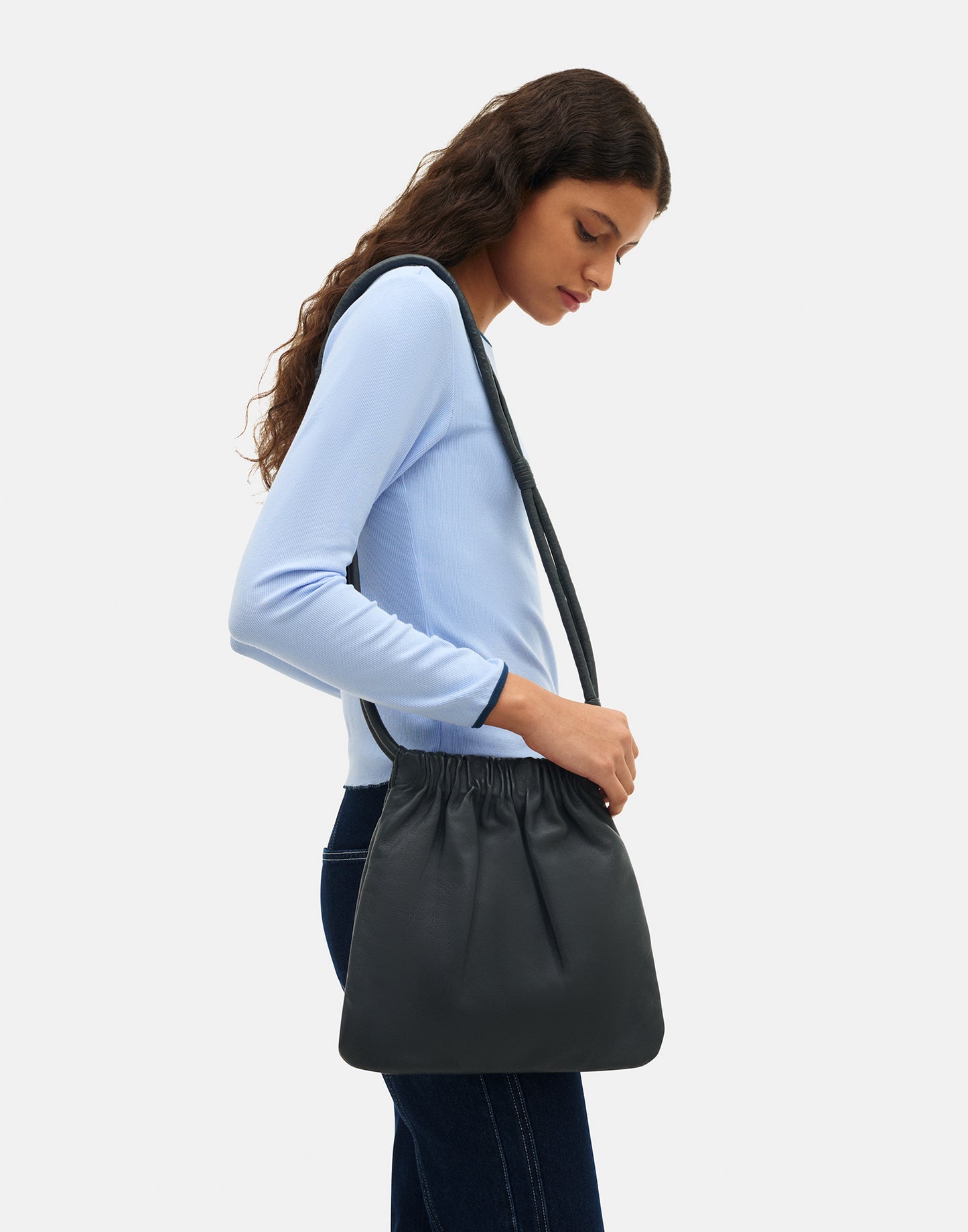 Sac seau en cuir nappa