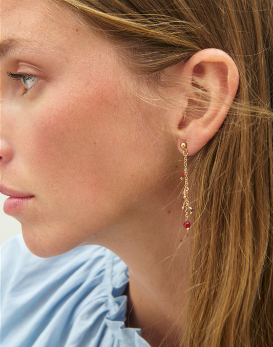 Pendientes largos bolitas