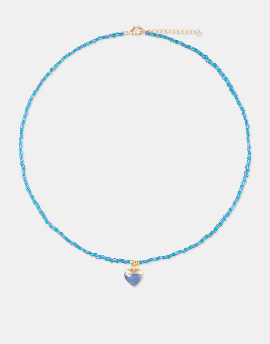 Collier mini cœur en pierre