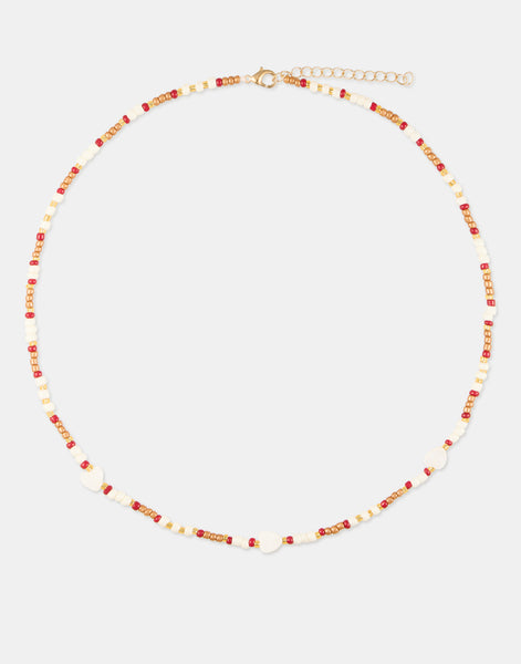 Perlenkette mit Herzanhängern aus Perlmutt