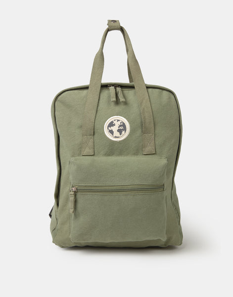 Washed canvas squared backpack