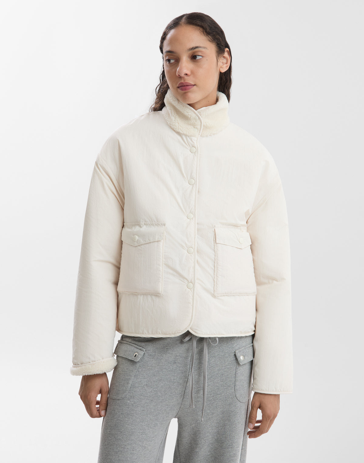 Cazadora reversible borrego