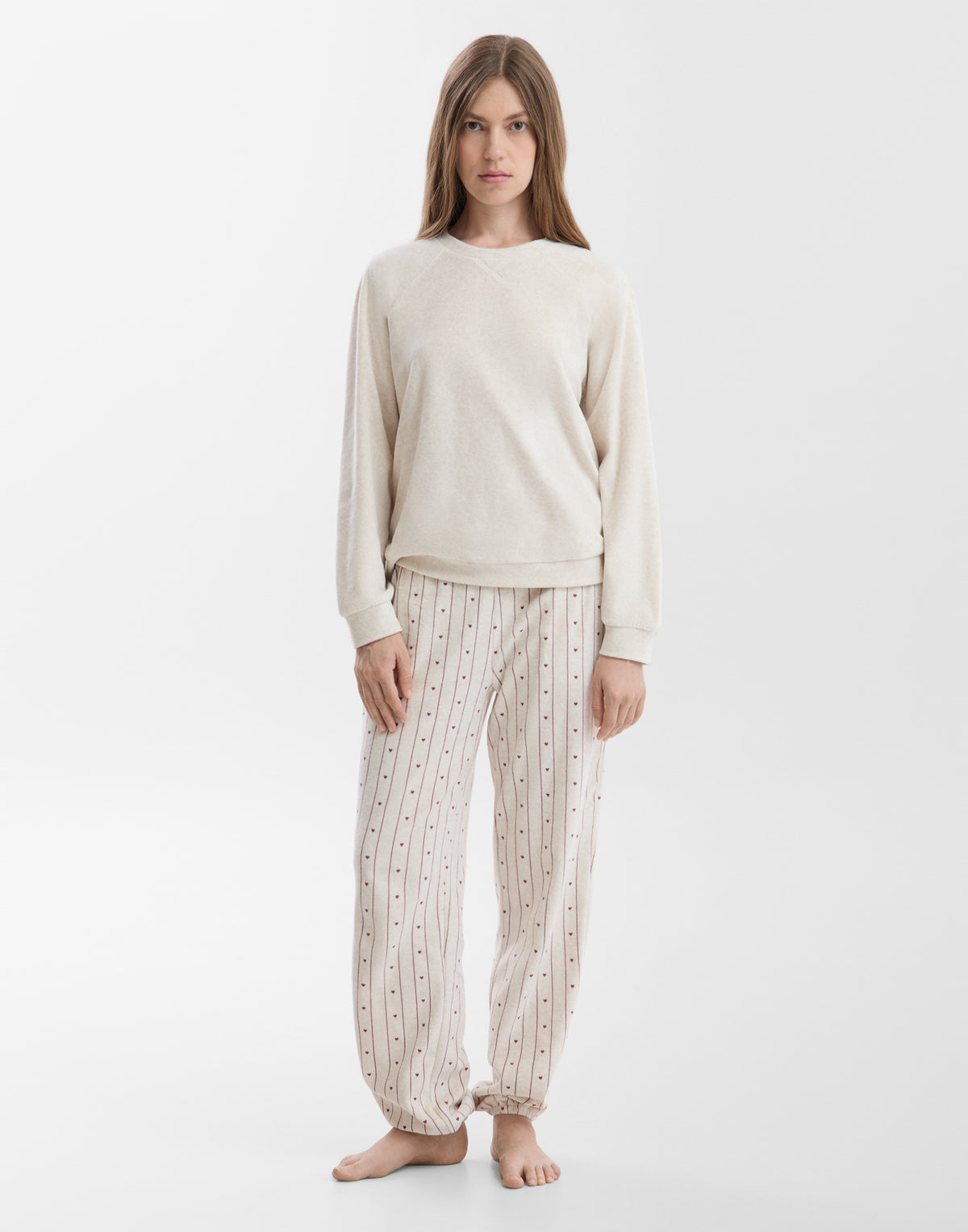 Fleece-Pyjama mit Herzen