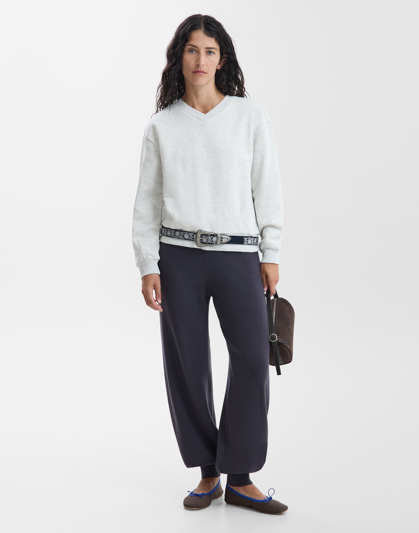 Ballerine in nylon con bordino a contrasto