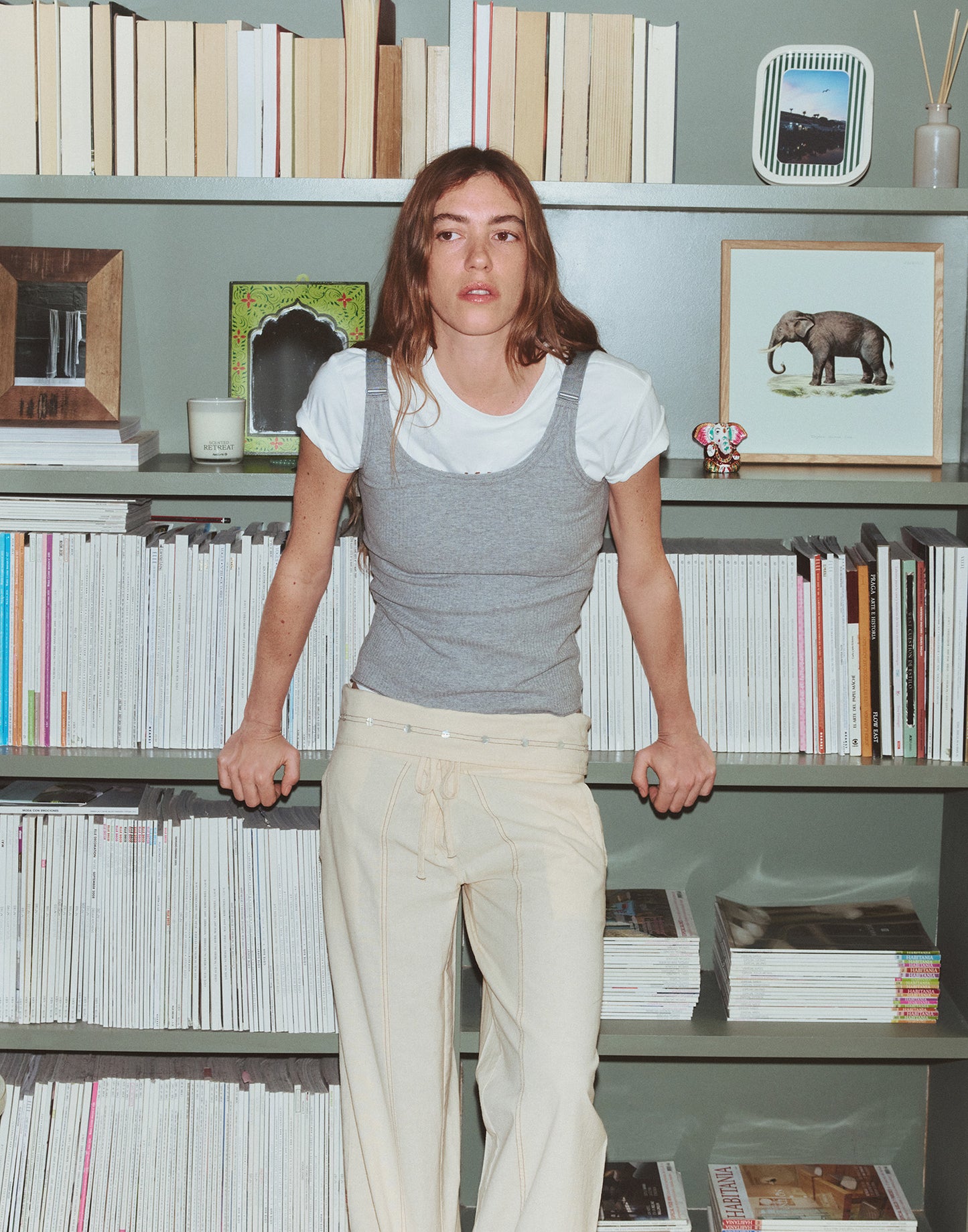 Pantalón thai nácar